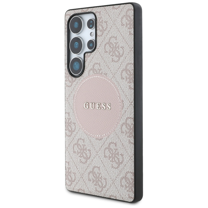Etui Guess 4G Round Patch Classic Logo    MagSafe do Samsung Galaxy S25 Ultra różowy