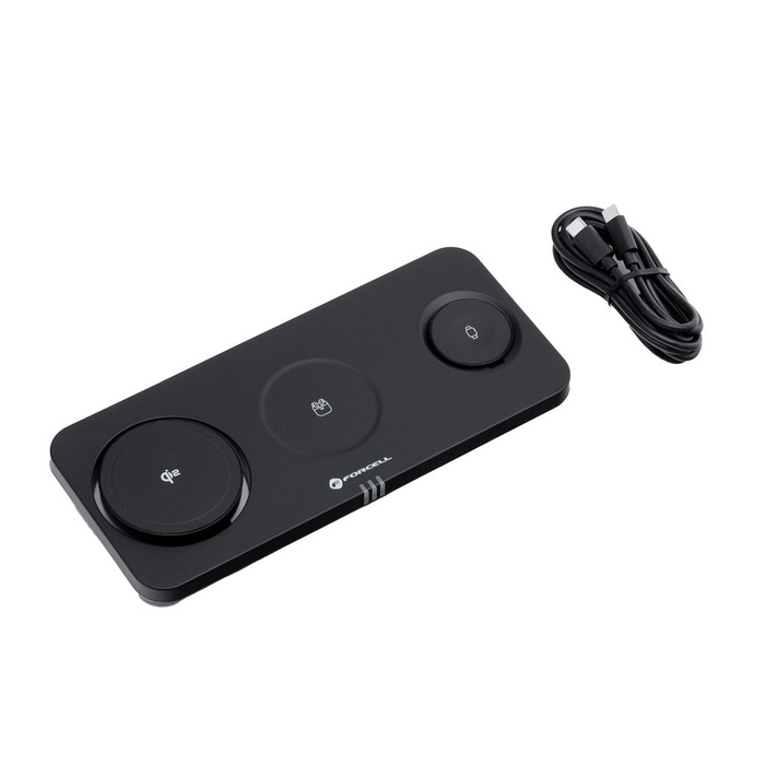Ładowarka indukcyjna Forcell F-Energy 3w1 MagNetix USB C Qi2 20,5W zgodna z MagSafe czarna 0INT