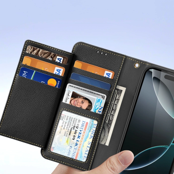 Etui skórzane Dux Ducis Lawa na iPhone 16 Pro Max - czarne