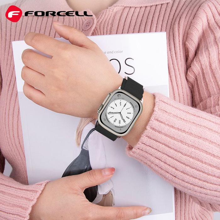 Pasek do Apple Watch Forcell F-Design FA13 sprzączka włókno poliestrowe 38 / 40 / 41 mm czarny