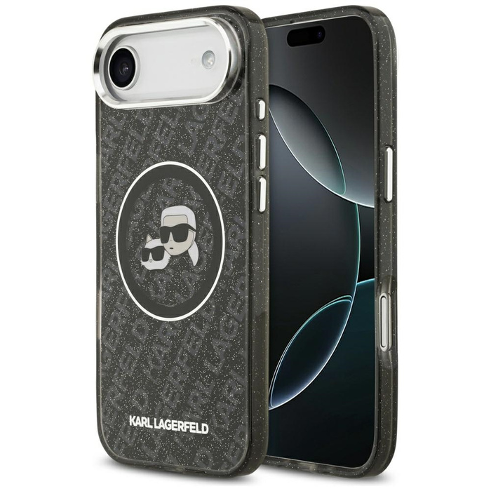 Etui Karl Lagerfeld IML Glitter Karl &   Choupette Heads Logo MagSafe do iPhone Air czarny