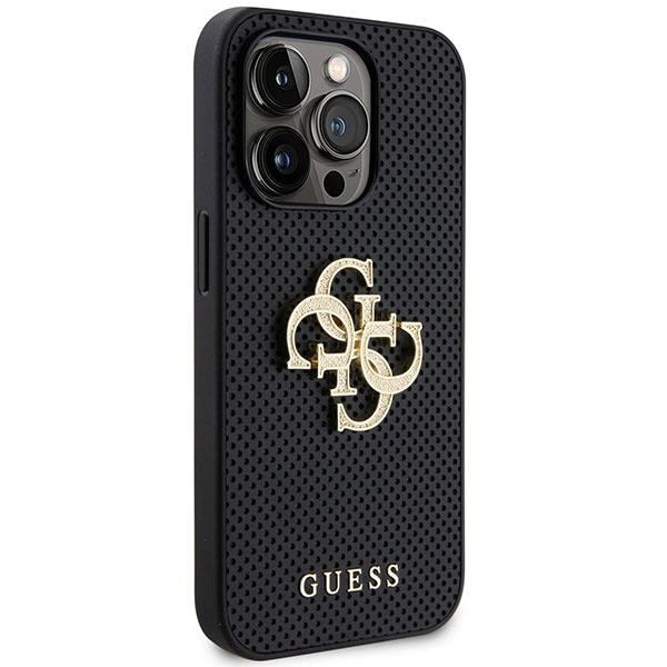 Etui Guess GUHCP15LPSP4LGK iPhone 15 Pro 6.1" czarny/black hardcase Leather Perforated 4G Glitter Logo Case