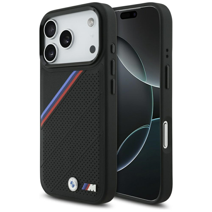 Etui BMW M Tricolor Metal Logo MagSafe   do iPhone 17 Pro czarny