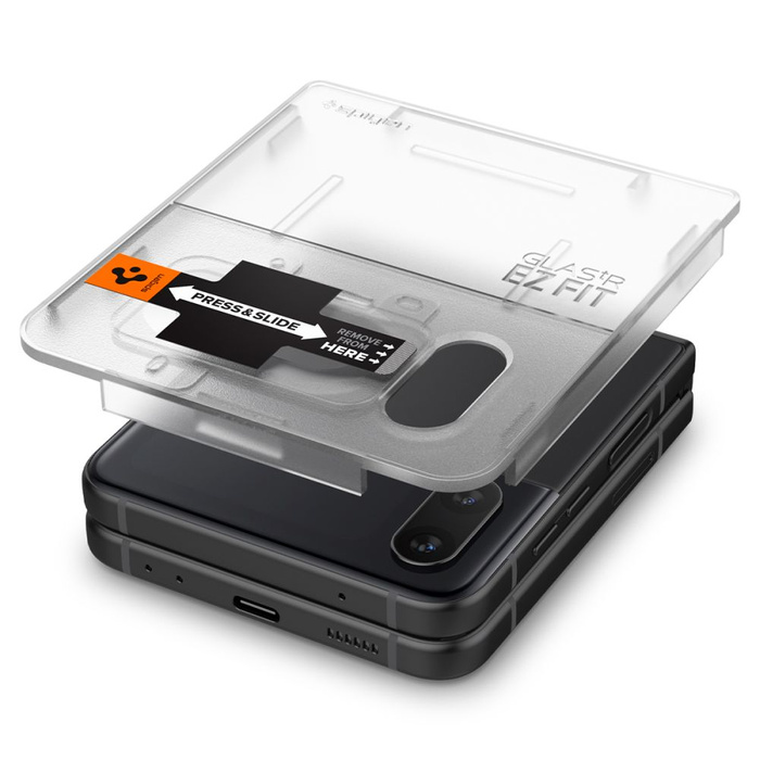SZKŁO HARTOWANE SPIGEN GLASS FC ”EZ FIT” + HINGE FILM 2-PACK GALAXY Z FLIP 4 BLACK