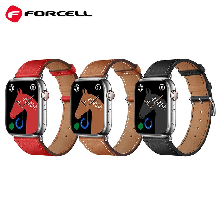 Pasek do Apple Watch Forcell F-Design FA20 dziurki skóra ekologiczna 38 / 40 / 41 mm czerwony