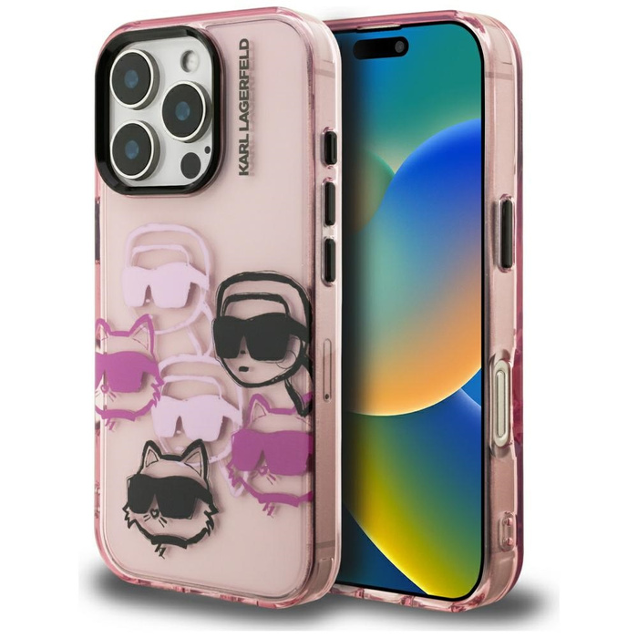 Etui Karl Lagerfeld IML Multi K&C Head   Pattern do iPhone 16 Pro Max różowy