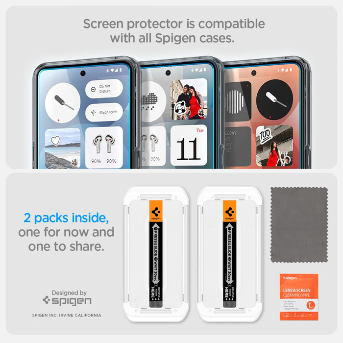 SZKŁO HARTOWANE SPIGEN NOTHING PHONE 3 GLAS.TR ”EZ FIT” 2-PACK CLEAR