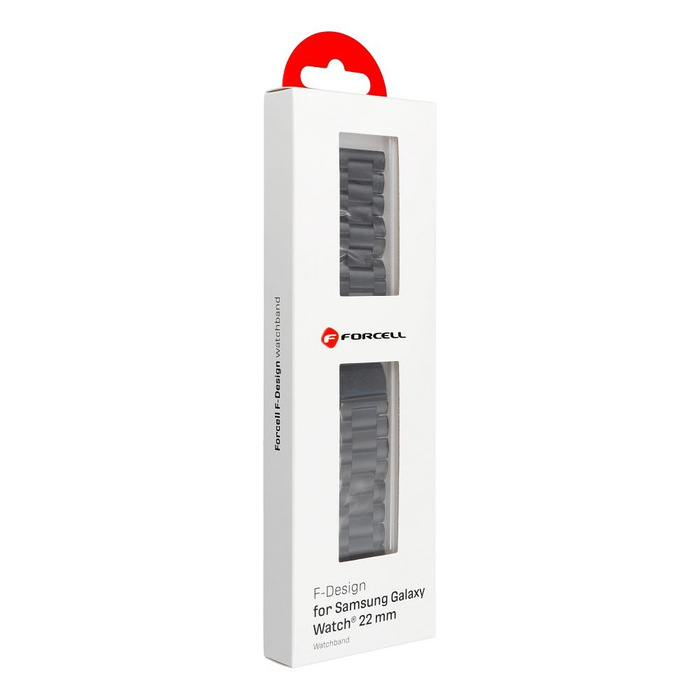 Pasek do Samsung Galaxy Watch Forcell F-Design FS06 zatrzask stal 22 mm czarny
