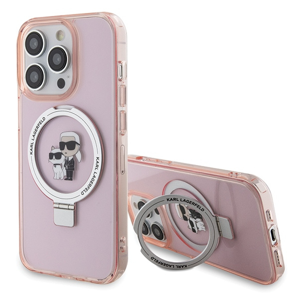 Etui Karl Lagerfeld KLHMP15XHMRSKCP iPhone 15 Pro Max 6.7" różowy/pink hardcase Ring Stand Karl&Choupettte MagSafe Case
