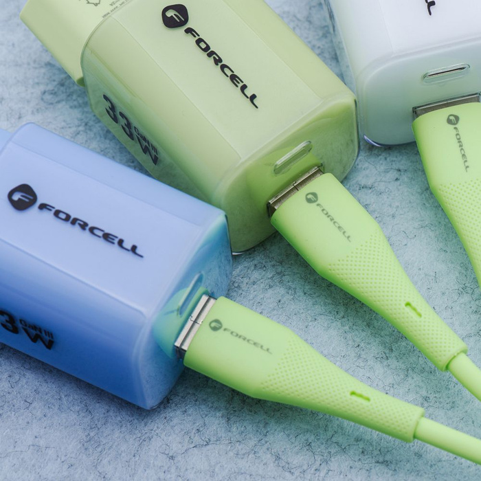 Kabel USB C do USB C Forcell F-Energy QC4.0 PD 3A 60W Silicone 1 m C344 zielony