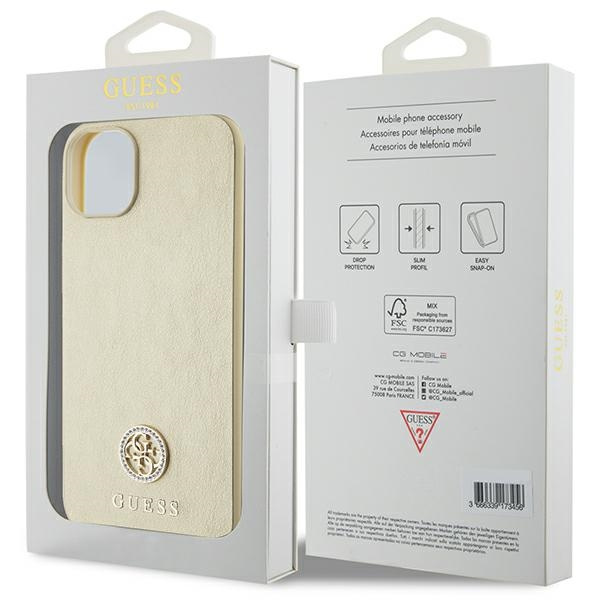 Etui Guess GUHCP15SPS4DGPD iPhone 15 6.1" złoty/gold hardcase Leather 4G Metal Logo Strass