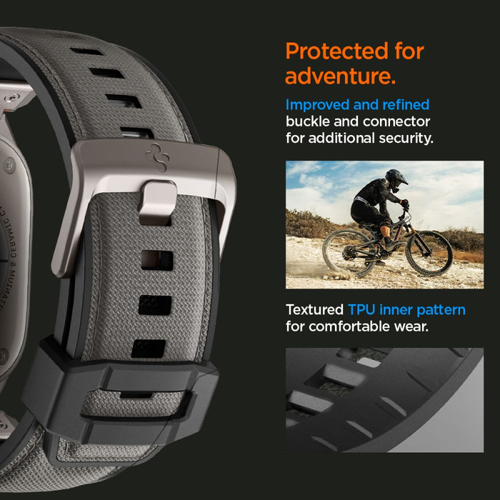 PASEK SPIGEN APPLE WATCH 6 / 7 / 8 / 9 / 10 / SE / ULTRA 1 / 2 (44 / 45 / 46 / 49 MM) DURAPRO ARMOR SZARY