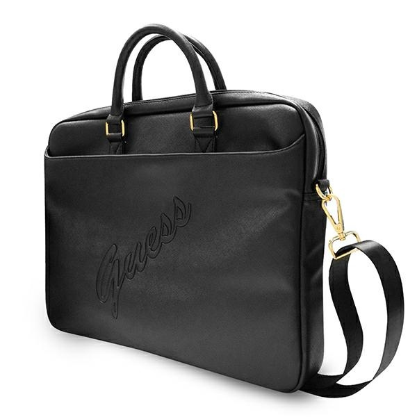 Torba GUESS Laptop 15 Saffiano Script Czarny