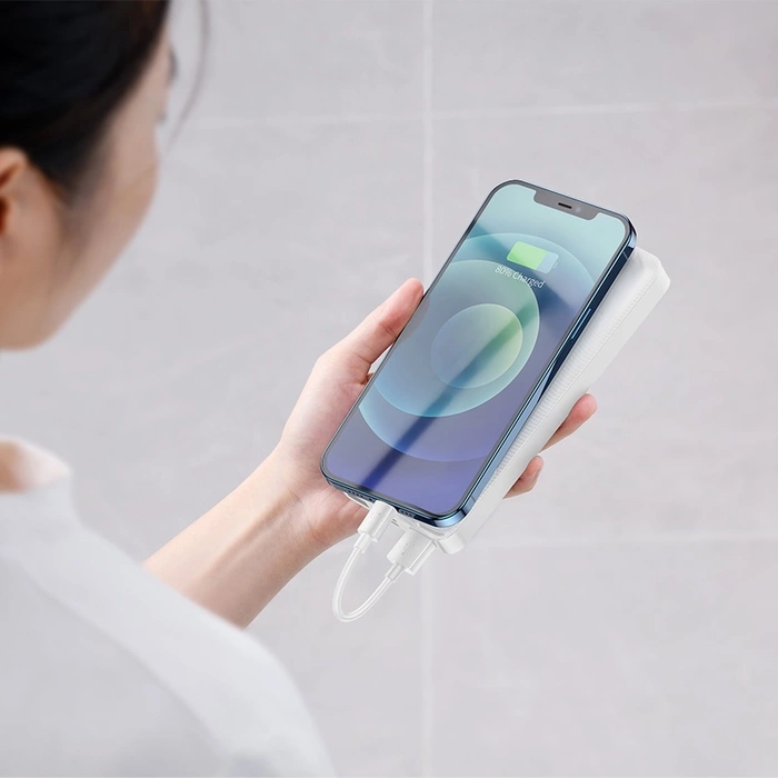 Baseus Bipow powerbank z wyświetlaczem 30000mAh 15W biały (Overseas Edition) + kabel USB-A - Micro USB 0.25m biały (PPBD050202)