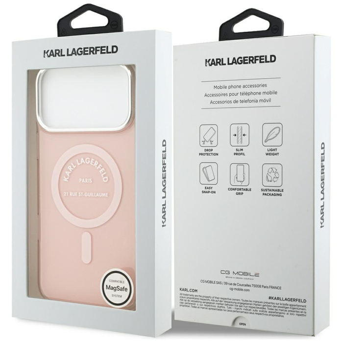 Etui Karl Lagerfeld IML Karl RSG Logo    MagSafe do iPhone 17 Pro Max różowy