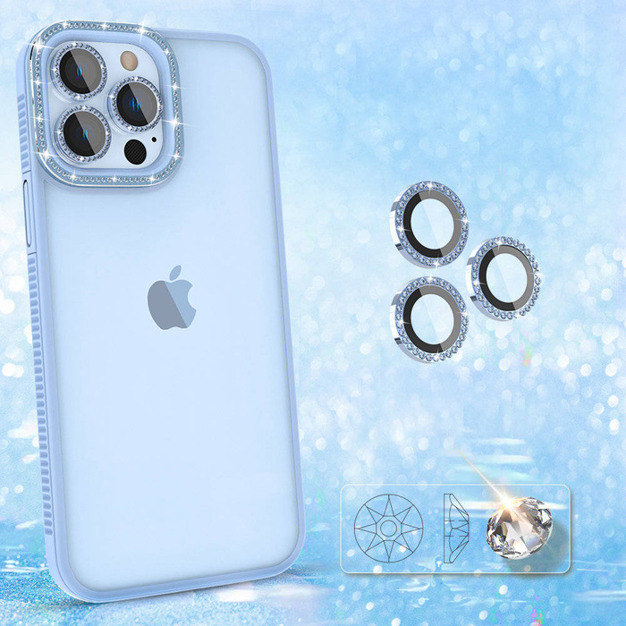 Kingxbar Sparkle Series etui iPhone 13 Pro Max z kryształami obudowa pokrowiec na tył plecki niebieski