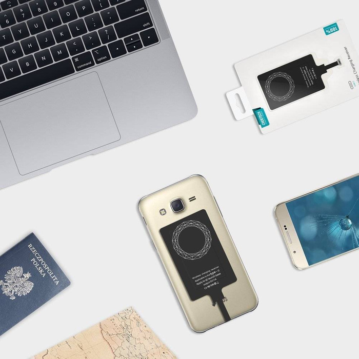 [PO ZWROCIE] Choetech adapter do bezprzewodowego ładowania Qi USB Typ C wkładka indukcyjna czarny (WP-TYPEC)