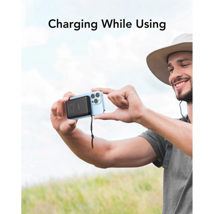 VEGER powerbank 10000 mAh z ładowaniem indukcyjnym kompatybilny z MagSafe PD QC3.0 2A 20W MagOn (VP1151 / W1151) czarny