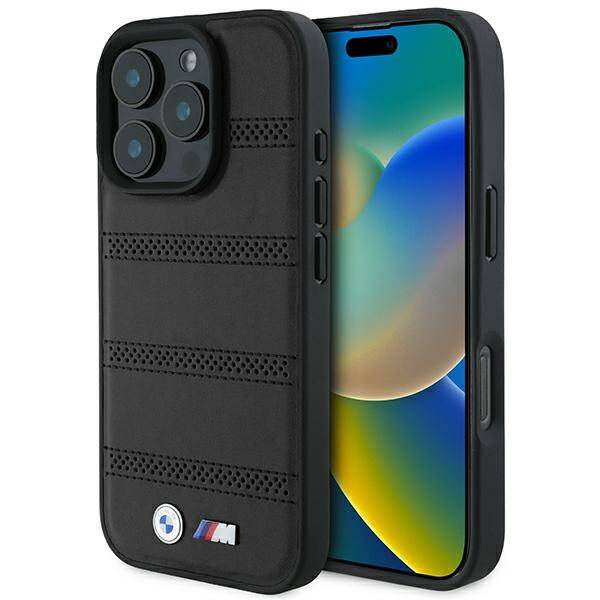 Etui BMW iPhone 16 Pro 6.3" czarny/black hardcase M Perforated And Stitched Line MagSafe