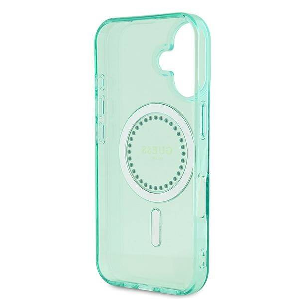 Etui Guess iPhone 16 Plus 6.7" zielony/green hardcase IML Rhinestones MagSafe