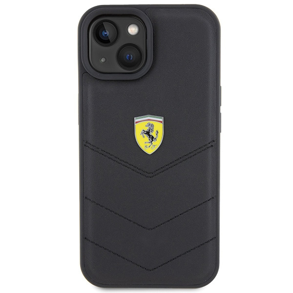 Etui Ferrari FEHCP15SRDUK iPhone 15 6.1" czarny/black hardcase Quilted Metal Logo Case