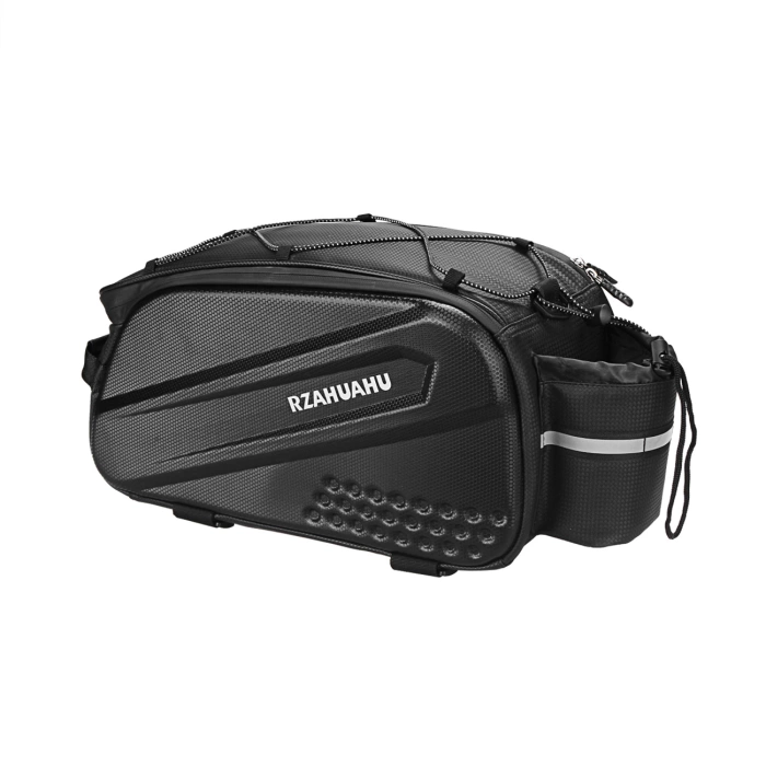 Torba rowerowa WYA36Y7S na bagażnik z długim paskiem i rozszerzanymi kieszeniami bocznymi - czarna