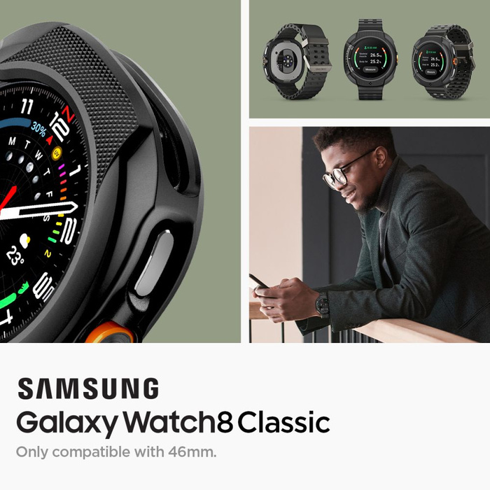 ETUI SPIGEN SAMSUNG GALAXY WATCH 8 CLASSIC 46 MM LIQUID AIR MATTE CZARNE