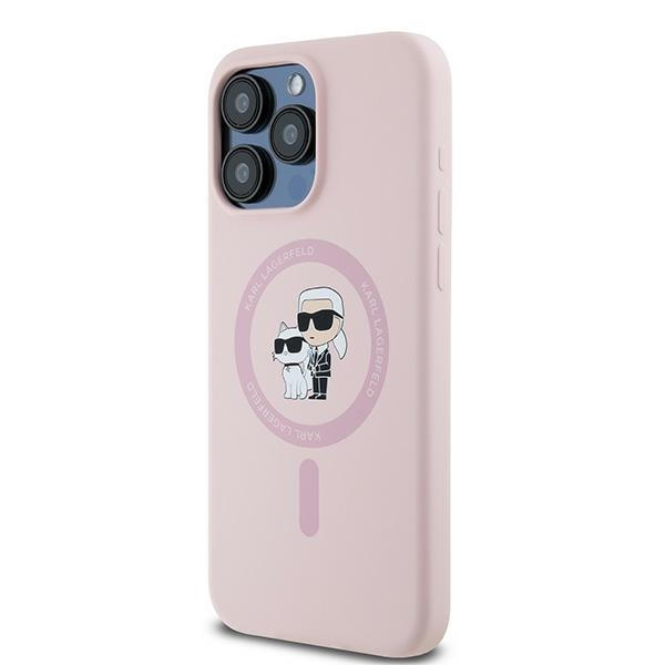 Etui Karl Lagerfeld KLHMP15LSCMKCRHP iPhone 15 Pro 6.1" różowy/pink hardcase Silicone Karl & Choupette MagSafe