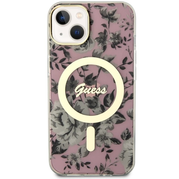 Etui Guess GUHMP14MHCFWSP iPhone 14 Plus 6.7" różowy/pink hardcase Flower MagSafe Case