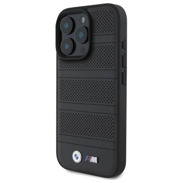 Etui BMW iPhone 16 Pro Max 6.9" czarny/black hardcase M Perforated And Stitched Line MagSafe