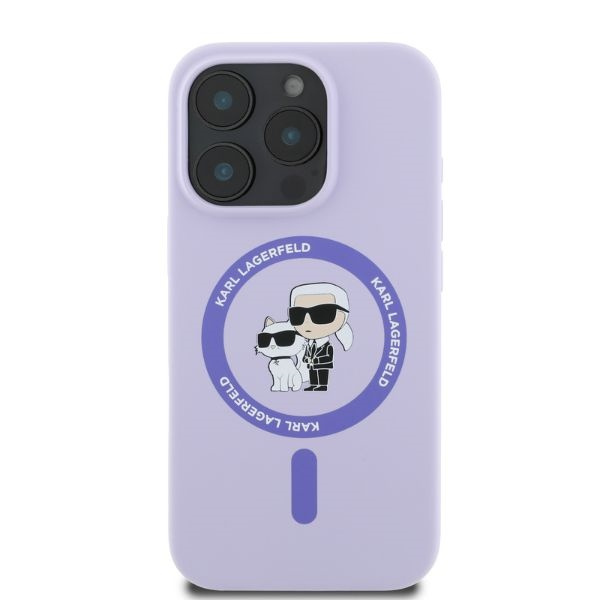 Etui Karl Lagerfeld iPhone 16 Pro Max fioletowy/purple HC MagSafe Silicone KC Heads Ring
