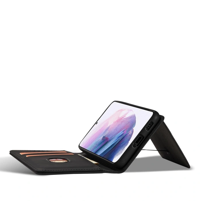 Magnet Card Case etui do Samsung Galaxy S22 pokrowiec portfel na karty kartę podstawka czarny