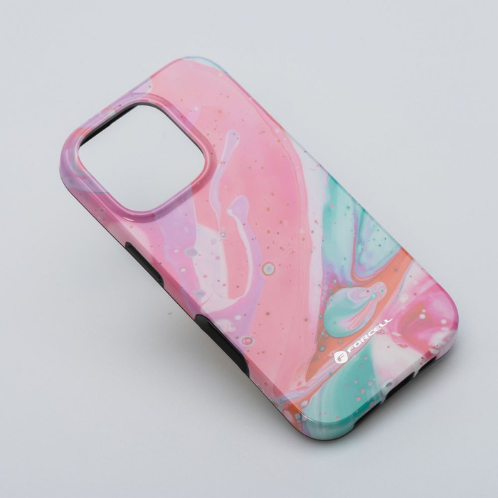 Etui na iPhone 16 Forcell F-Protect Mirage zgodny z MagSafe Military Drop-Test pink marble