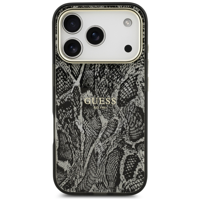 Etui Guess Python Pattern MagSafe do     iPhone 17 Pro czarny