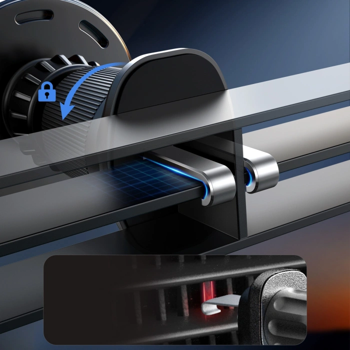 Uchwyt samochodowy Joyroom JR-ZS502 kompatybilny z MagSafe z ładowarką indukcyjną na kratkę nawiewu/deskę rozdzielczą - czarny