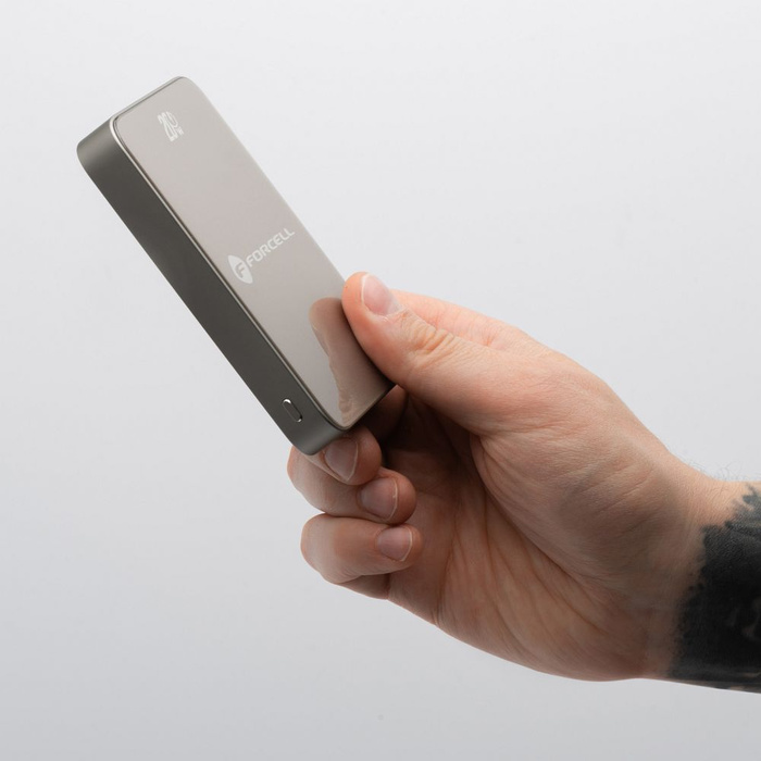 Powerbank zgodny z MagSafe Forcell F-Energy SuperSlim F10K8 QC4.0 PD3.0 15W 10000 mAh tytanowy pustynny 0INT