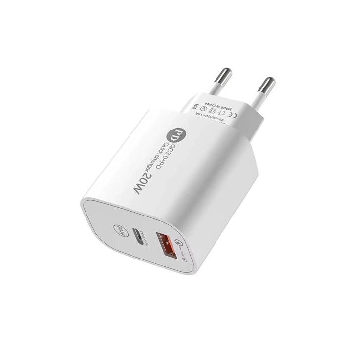 Ładowarka sieciowa A6MaxL 20W USB-A USB-C z kablem USB-C - Lightning 1m - biała