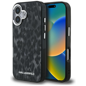 Etui Karl Lagerfeld IML Leopard Pattern MagSafe do iPhone 16 czarny