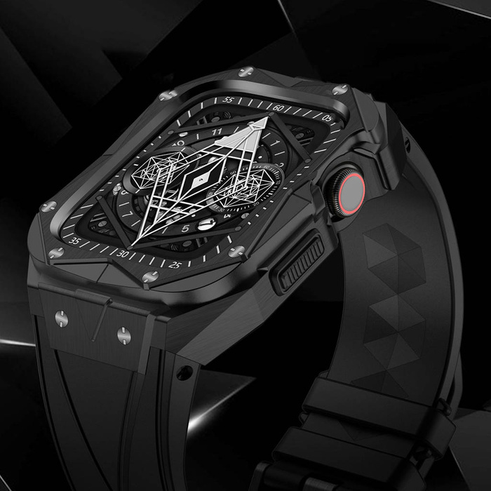 Pasek Kingxbar CYF140 2w1 pasek Apple Watch 8, 7 45  mm z wbudowanym pancernym etui ze stali nierdzewnej srebrny