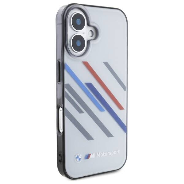 Etui BMW iPhone 16 Plus 6.7" szary/grey hardcase Motosport IML Random Stripes