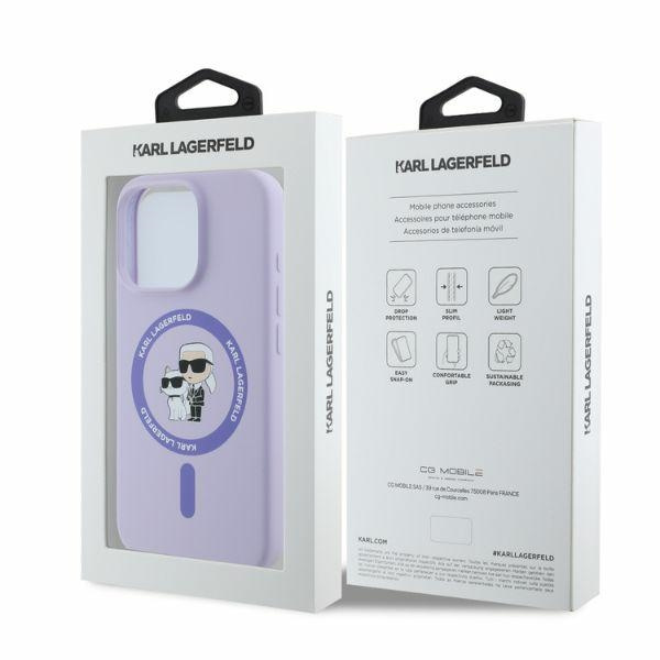 Etui Karl Lagerfeld iPhone 16 Pro Max fioletowy/purple HC MagSafe Silicone KC Heads Ring