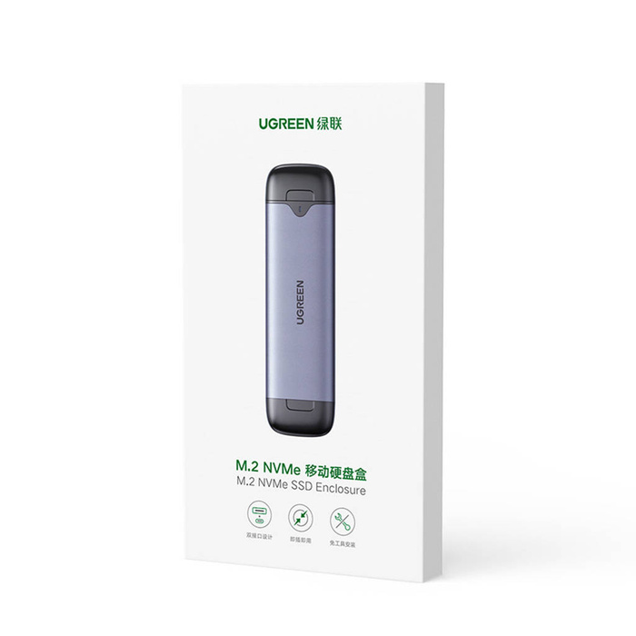 Ugreen kieszeń obudowa dysku M.2 M-Key (USB-C / USB-A 10Gb/s) szary (CM353)