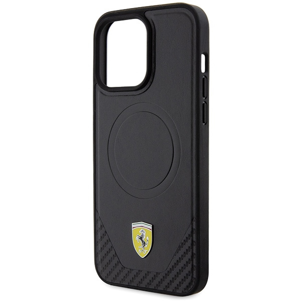 Etui Ferrari FEHMP15XPTEK iPhone 15 Pro Max 6.7" czarny/black hardcase Carbon Metal Logo MagSafe Case