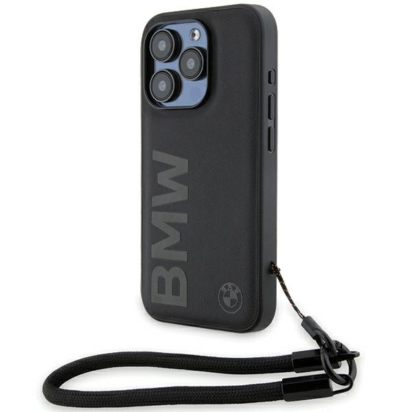 Etui Bmw Bmhcp15l23rmrlk Iphone 15 Pro 6.1" Czarny/black Hardcase Signature Leather Wordmark Cord Case