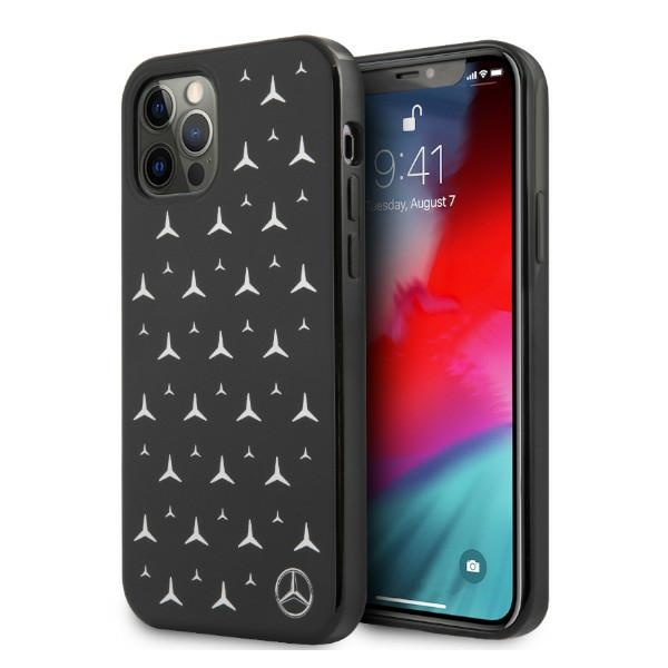 Etui MERCEDES Apple iPhone 12 12 Pro Silver Stars Pattern Czarny Hardcase