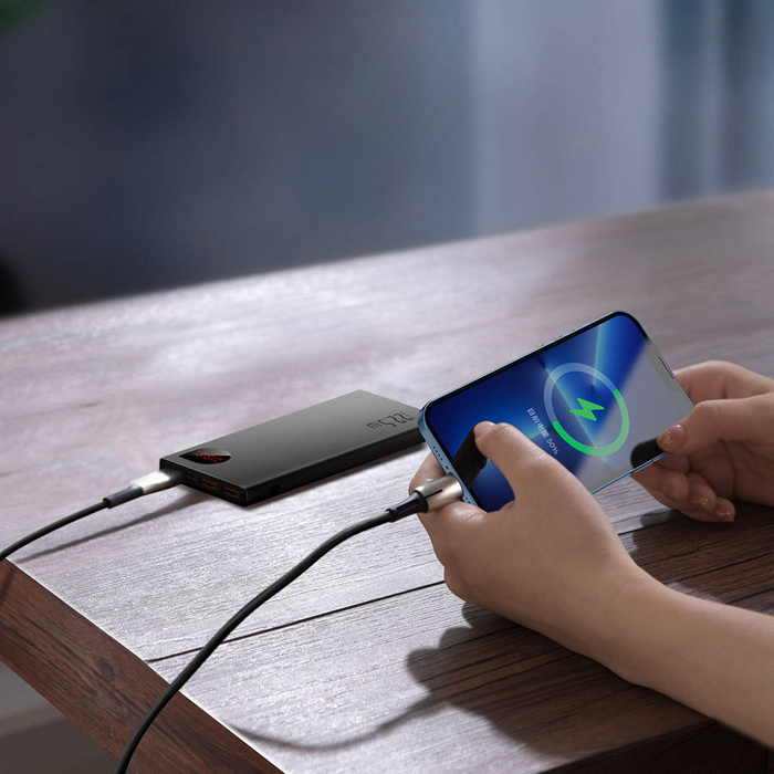 Baseus Adaman Metal powerbank z szybkim ładowaniem 10000mAh 22.5W (Overseas Edition 2021) z Kablem USB-A - USB-C 0.3m Czarny