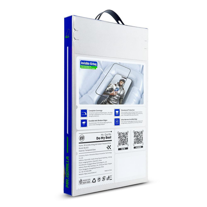 Szkło Hartowane 5D Mr. Monkey Glass - Apple iPhone 15 Pro czarny (Airbag Anti-broken)