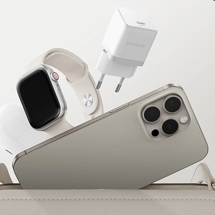 Ładowarka sieciowa Baseus Palm 1C 20W (z kablem Baseus Mini White USB-C 60W (20V/3A) 1m) - biała