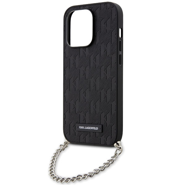 Etui Karl Lagerfeld KLHCP14XSACKLHPK iPhone 14 Pro Max 6.7" czarny/black hardcase Saffiano Monogram Chain Case