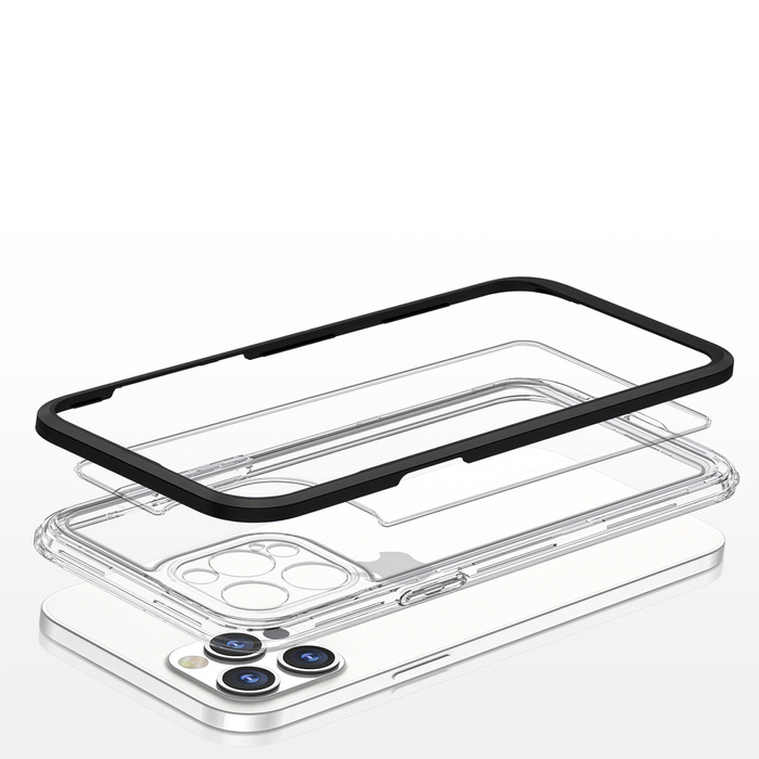 Clear 3in1 etui do iPhone 12 Pro Max żelowy pokrowiec z ramką czarny